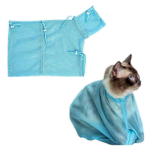 Paket FüR Heimtierbedarf Fellpflege Katze Katzensack Stoff Haustier Träger Tierpflegetasche Mesh Wash Bag Katzenreinigungstasche Nagelschneiden Für Katzen Blue von Csheng