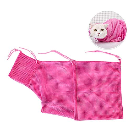 Paket FüR Heimtierbedarf Fellpflege Katze Katzensack Stoff Haustier Träger Tierpflegetasche Mesh Wash Bag Katzenreinigungstasche Nagelschneiden Für Katzen pink von Csheng