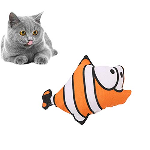 Pet Cat Toy Leinwand Cartoon Fischform Lustige Katze Mit Katzengrassimulation Beständig Gegen Kratzen Und Beißen Cartoon Chew Toys Weiches Plüsch-Katzenkissen a von Csheng