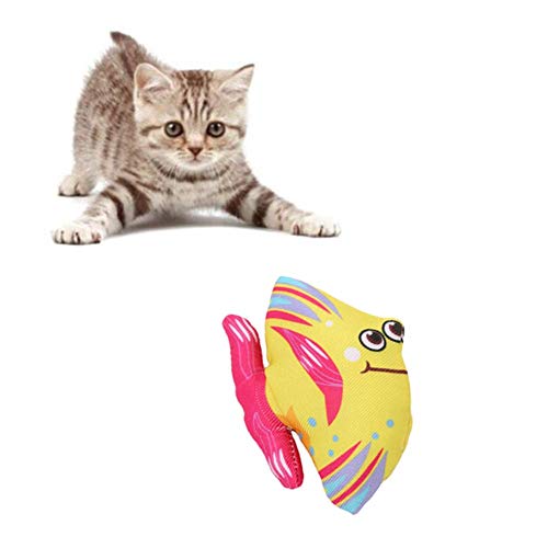 Pet Cat Toy Leinwand Cartoon Fischform Lustige Katze Mit Katzengrassimulation Beständig Gegen Kratzen Und Beißen Cartoon Chew Toys Weiches Plüsch-Katzenkissen d von Csheng