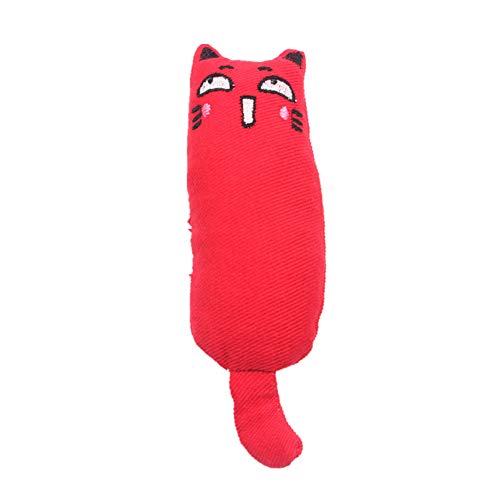 Pet Cat Toy Reine Baumwolltuch Molar Wear-Resistant Cute Cat Mit Katzenminze Inklusive Cartoon Kauspielzeug Weiches Plüsch Katzenkissen Kätzchenspielzeug Für Hauskatzen red von Csheng