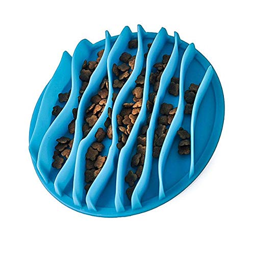 Slow Feeder Dog Bowl Hundenäpfe Zum Verlangsamen des Essens Hund Slow Feeder Bowl Slow Eating Hundenapf Wave Bowl Silikon Slow Food Dog Choking Prevention Bowl Personalisierte Blue,S von Csheng