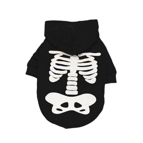 Csnbfiop Hunde-Kapuzenpullover für große Hunde, Halloween-Skelett-Mantel, Hundebekleidung, Frühlings-Hundekleidung für Hunde, für den Außenbereich von Csnbfiop