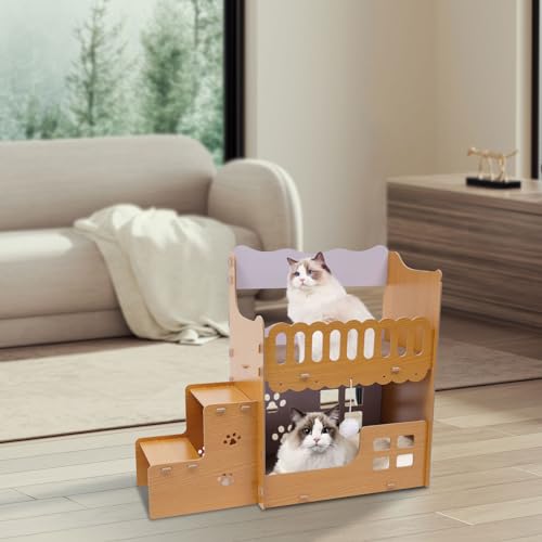 Katzenkratzbrett Kleine Dachbodenform 2-in-1 Katzenkratzmatte, Katzenhaus mit Kratzbrett,Max Gesamtbelastbarkeit: 30kg ideal für Wohnzimmer Tierkäfige Tierhandlungen und Katzencafés 72 * 30 * 60cm von CuCummoo