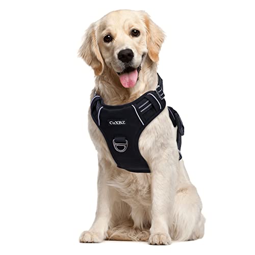 CuXBZ Hundegeschirr Mittelgroße Hunde,Hundegeschirr Große Hunde,Geschirr Hund für Welpen Mittel Groß Hund,Dog Harness Verstellbare Sicherheitsgeschirr Reflektierend Brustgeschir Hund Schwarz M von CuXBZ