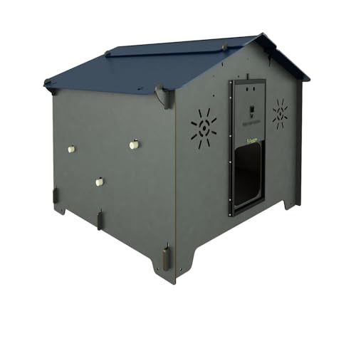 Hühnerstall für 15 Legehühner Polly Chalet 2XL, grau mit 3 Sitzstangen, 2 Stellen, Externe Nestsicherung, Raubfischschutz, aus robustem HPL Anti-Rotmilben-Laminat (hergestellt in Italien) von CUCCIOLOTTA