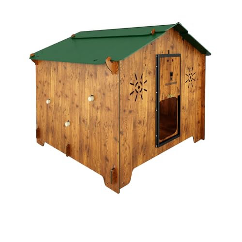 Hühnerstall für 8 bis 10 Legehennen von Polly Chalet L mit 2 Sitzstangen und 2 Nestplätzen für den Außenbereich, sichere Tür gegen Räuber (manuell), milbendicht, rot (Made in Italy) von CUCCIOLOTTA