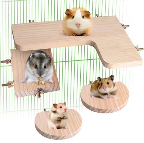 Chinchilla Käfig Zubehör Hamster Zubehör, Chinchilla Spielzeug Holz Plattform Zwerghamster Käfig Brett, Chinchilla Käfig Stabil Stehend und Springen Holzbrett für Papageienkäfig Rattenkäfig (Brett) von CuffUp