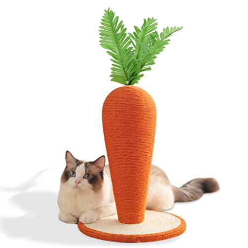 Katzen-Karotten-Kratzbaum, Retten Sie die Möbel Katzen-Kratzbaum, 100% brandneue simulierte grüne Blätter, Natürliches Sisal-Haustierspielzeug von Cuifati