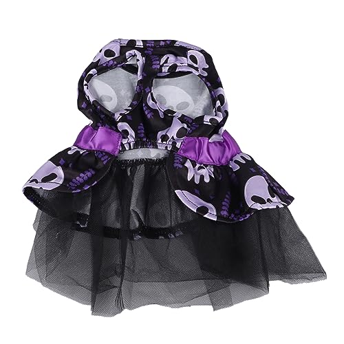 Cuifati Petitebella Halloween-Hundekleid mit Totenkopf-Gesicht, Weiß/Damast, Größe S – Einzigartig, Modisch und Niedlich, Geeignet für die Halloween-Party Ihres Hundes (Schädel) von Cuifati