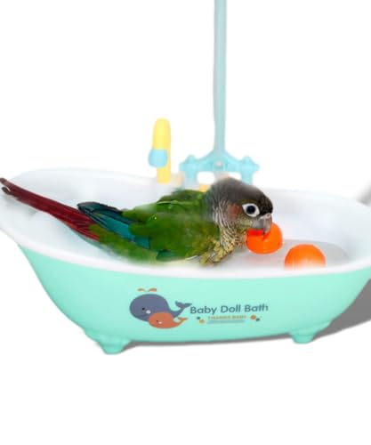 Papageien-Badewanne, Vogel, multifunktional, niedlich, elektrisch, Papagei, automatische Badewanne mit Wasserhahn, Vogeldusche, Vogeldusche-Zubehör, Schwimmbad-Spielzeug von Cuifati