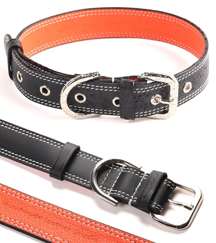 Culacos Kitten halsbänder Leder Hundehalsband Große Hunde, Grau (25-35cm) von Culacos