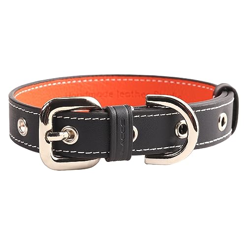 Culacos Leder hundehalsbänder - Breites Robustes Echtes Lederhalsband, Blue (25-35cm) von Culacos