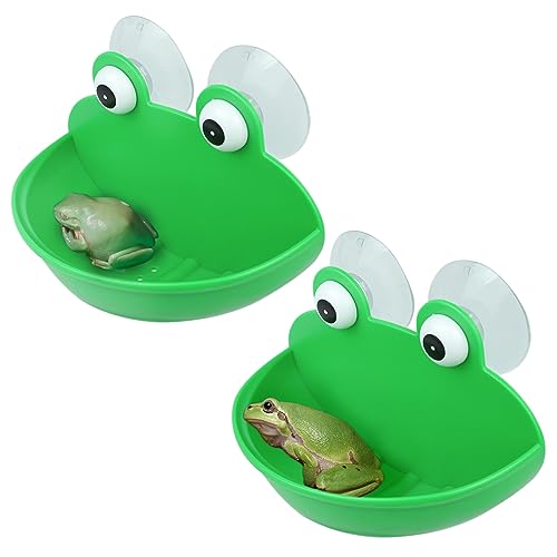 2 Stück Frosch Habitat mit Zwei Saugnäpfen, niedliches Aquarium für Amphibien, Wasserröte, Frosch, Kaulquaste, Baumfrosch, kleine Wassertiere von Cunguv