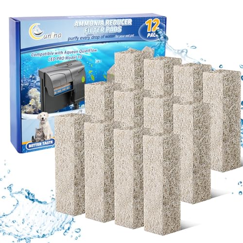 Cunina Ammoniak-Reduzierfilter-Pads, kompatibel mit Aqueon Filter 10, Ersatz-Filterpatronen für Aqueon Quietflow LED Pro und SmartClean Aquarium-Stromfilter, 12 Stück von Cunina