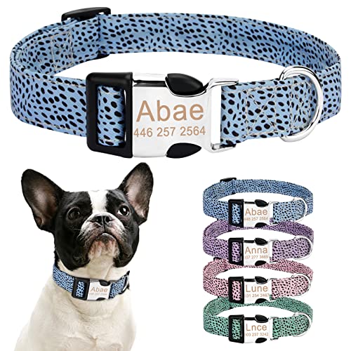 Personalisiertes Hundehalsbänder Set, Benutzerdefinierter Haustiername und Telefonnummer, 4 verstellbare Größen mit Schnellverschluss und D-Ring für Kleine/Mittelgroße/Große Hunde Geeignet(XS,Blau) von Cuperay