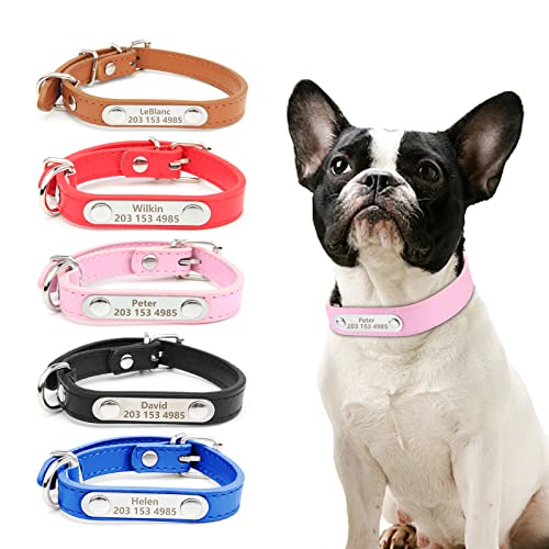 Personalisiertes Hundehalsband Aus Pu-Leder, Individuell Graviert Mit Id-Tags, Haustiername Und Telefonnummer, 4 Einstellbare Größen Outdoor-hundehalsbänder Für Kleine, Mittelgroße Hunde Und Katzen von Cuperay