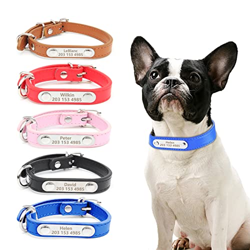 Personalisiertes Hundehalsband Aus Pu-Leder, Individuell Graviert Mit Id-Tags, Haustiername Und Telefonnummer, 4 Einstellbare Größen Outdoor-hundehalsbänder Für Kleine, Mittelgroße Hunde Und Katzen von Cuperay