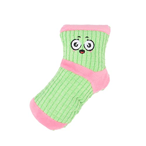 Quietschendes Hundespielzeug, lustiges Hundespielzeug, gefülltes Plüsch-Hundespielzeug, niedliche Socken, Geburtstagsgeschenk, Kauspielzeug für kleine und mittelgroße Hunde (Rosa-Grün) von Cuperay