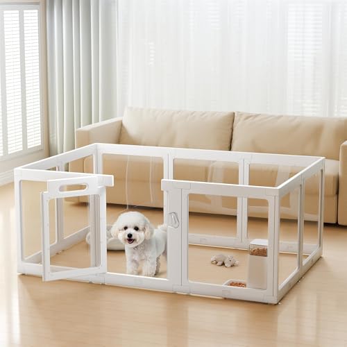 Transparenter Acryl-Hunde-Laufstall für den Innenbereich für kleine Hunde und Welpen, transparenter freistehender Hundegehege Zaun für den Heimgebrauch, 59,9 cm, 10 Paneele, modernes Design, einfache Transparenter Acryl-Hunde-Laufstall für den Innenbereich für kleine Hunde und Welpen, transparenter freistehender Hundegehege Zaun für den Heimgebrauch, 59,9 cm, 10 Paneele, modernes Design, einfache von Cupount