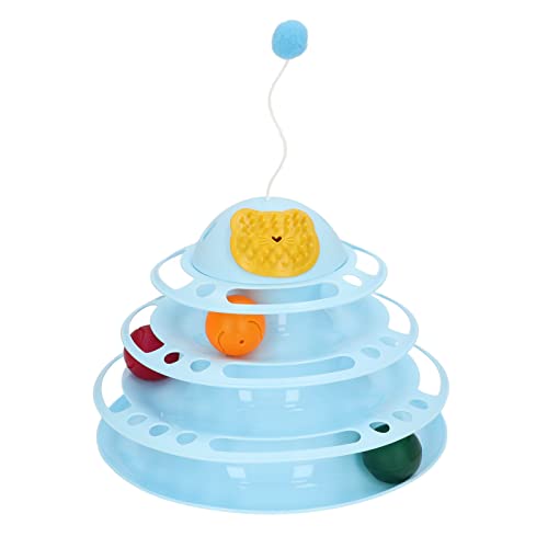 Cuque Cat Turntable Ball Toy, Interactive Cat Tower Toy mit Plüschball für Kätzchen (Blau) von Cuque