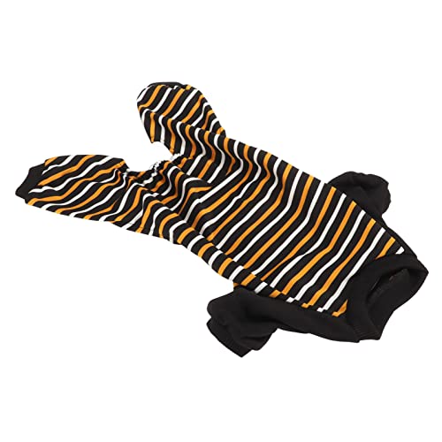 Cuque Gestreifter Hundepyjama Maschinenwäsche Ganzkörperpflege Elastische Taille Hundenachtwäsche Flexible Alltagskatzenkleidung (L) von Cuque