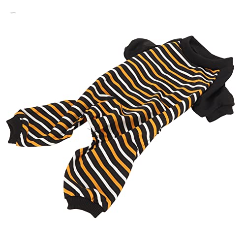 Cuque Gestreifter Hundepyjama Maschinenwäsche Ganzkörperpflege Elastische Taille Hundenachtwäsche Flexible Alltagskatzenkleidung (XS) von Cuque