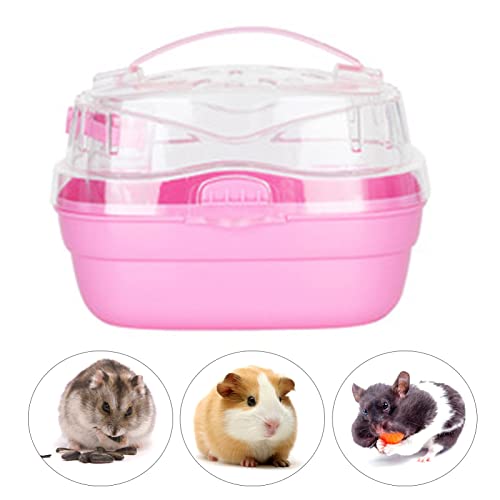 Cuque Hamster-Transportkäfig, Süßer, Exquisiter Hamster-Reisekäfig, Atmungsaktiv, Großer Raum, Verschleißfest, Leicht für den Urlaub für Kleine Tiere (Rosa) von Cuque