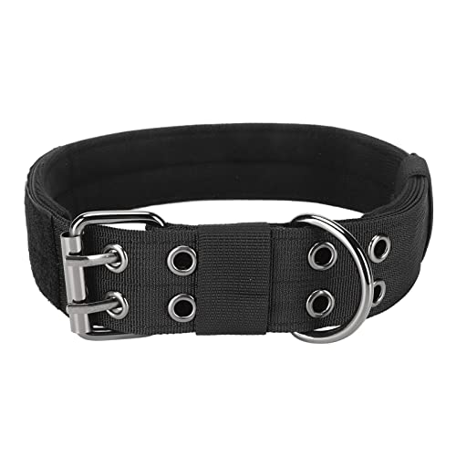 Cuque Hundehalsband, Strapazierfähiges Nylon, Verstellbare D-Ring-Schnalle, Einfach Einzustellendes Halsband, Schwarz für den Täglichen Gebrauch (XL) von Cuque