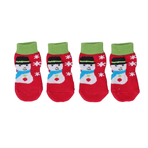 Cuque Hundesocken, Weihnachtshundesocken, 4 Stück, Tragbar für zu Hause (Schneemann) von Cuque