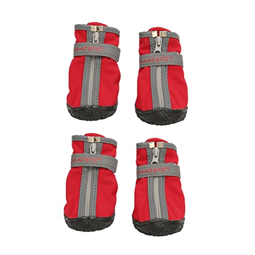 Cuque Hundestiefel, 4 Stück rutschfeste Gummi-Hundeschuhe mit weichem Boden und reflektierendem Streifen für den Sport von Cuque