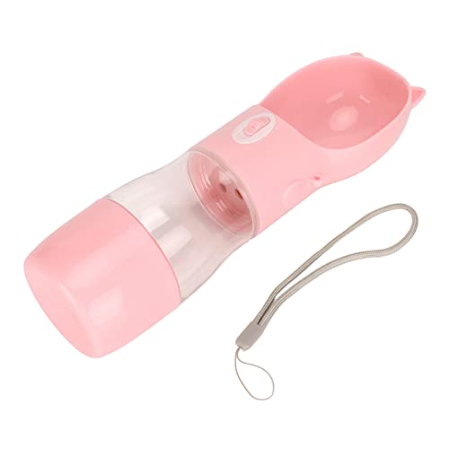 Cuque Hundewasserflasche, Auslaufsicher, Sicher, Tragbar, Hundewasserspender, Angemessene Flaschenkrümmung, Breiter Wassertrog, Einhandbedienung, Niedlich für Hunde Im Freien (Rosa) von Cuque