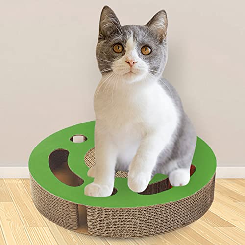 Cuque Katzen-Kratzer-Spielzeug, Langeweile-Entlastung, Gewelltes Kätzchen-Kratzer-Spielzeug, Tragbar 3 in 1 mit Glockenkugel für den Innenbereich (Grün) von Cuque