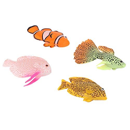 Cuque Verrückter Aquarium Dekoration Aquarium Künstlicher Fisch, 4PCS Künstlicher Kunstfisch mit 4 Stück Saugnapf Aquarium Leuchtender Fisch, für Aquarium Aquarium von Cuque