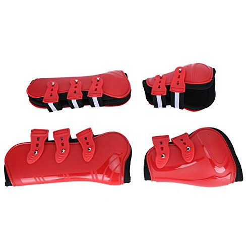 Cuque Verrückter Horse Leg Protector, komfortabler PU Horse Legguard, leicht und zuverlässig für Horse Legguard Horse(Set of red, Standard Large) von Cuque