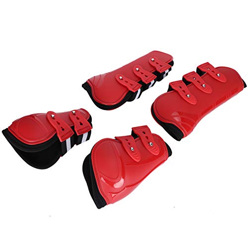 Cuque Verrückter Horse Leg Protector, komfortabler PU Horse Legguard, leicht und zuverlässig für Horse Legguard Horse(Set of red, extra Large) von Cuque