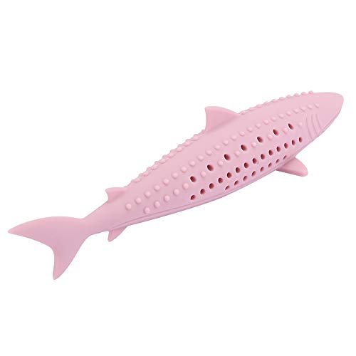 Cuque Verrückter Katze Molar Fischspielzeug, Molar Katzenminze Katze Silikon Fischspielzeug, Reinigung für Katzenspielzeug Haustier(Pink) von Cuque