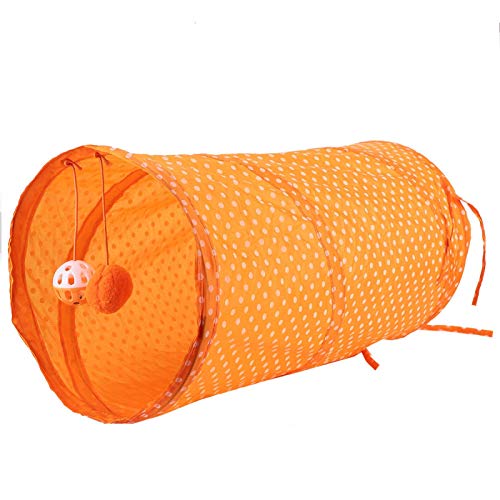 Cuque Verrückter Katzenspielzeug, Faltbarer Katzentunnel Leopard, Stoff Gutes Polyester Leicht zu reinigende Haustiere für Katzen(Orange) von Cuque