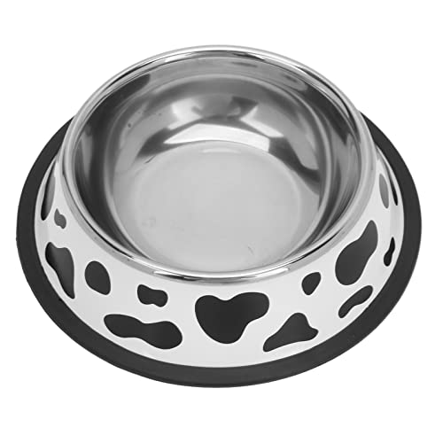 Hunde- und Katzennapf aus Edelstahl, Runder Gummiringboden, Unzerbrechlich, Langlebig, Einteiliges Kuh-Design FüR Kleine Katzen, FüR Trockenes KäTzchenfutter (Unterer Durchmesser 15cm/5.9in) von Cuque