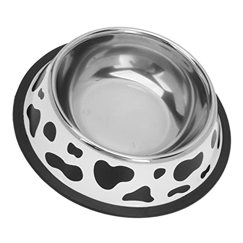 Hunde- und Katzennapf aus Edelstahl, Runder Gummiringboden, Unzerbrechlich, Langlebig, Einteiliges Kuh-Design FüR Kleine Katzen, FüR Trockenes KäTzchenfutter (Unterer Durchmesser 18 cm/ 7,1 Zoll) von Cuque