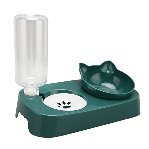 Katzen-Wasserflaschen-Futternapf-Set Haustier-Wasserfutter-Hygienenapf Rutschfestes Automatisches PP-Material für Mittelgroße Hunde (Dunkelgrün) von Cuque