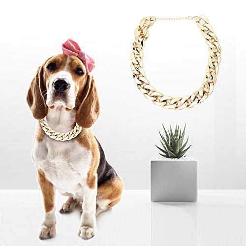 Verrückter Choke French Bulldog Modisches Plastik-Gold-Hundehalsband, Hundehalsband, für Hundekatze-Welpen-Haustier(Golden) von Cuque