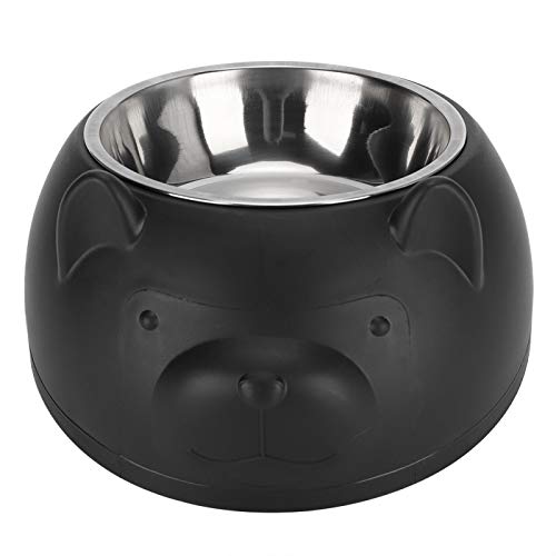 Verrückter Edelstahl Hundefutterschale Nette Hundefutterschale Tiernahrungsschale, Kunststoff Hundefutterschale Edelstahl(Black, with Stainless Steel Bowl) von Cuque