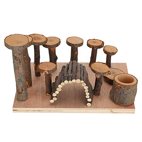 Verrückter Spielen Sie Zähne Langlebiges Schleifen Haustierbedarf Kleines Haustier FitnessToys, Leiter Übung Spielzeug Treppen Schritt Haustier Treppen(Large, Apple Wood Column) von Cuque