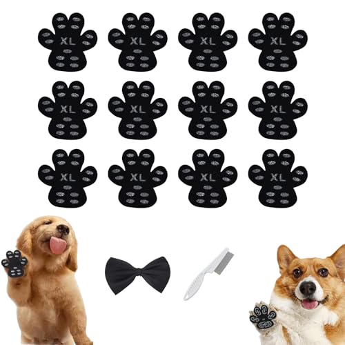 Peel and Stick Dog Paw Pads,Dog Paw Pads Anti Slip,Dog Paw Sticky Pads,Peel and Stick Dog Shoes,Dog Paw Protector Anti-Slip Pads for Hot Pavement (12pcsBlack, 2XL) von Curject