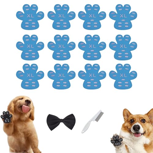 Peel and Stick Dog Paw Pads,Dog Paw Pads Anti Slip,Dog Paw Sticky Pads,Peel and Stick Dog Shoes,Dog Paw Protector Anti-Slip Pads for Hot Pavement (12pcsBlue, 2XL) von Curject