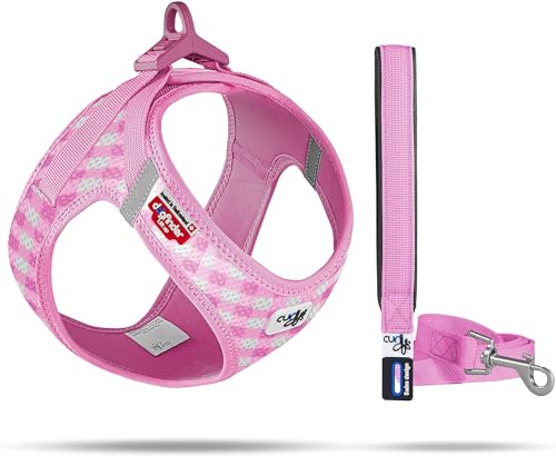 Vest Harness curli Clasp Air-Mesh Pink-Caro 3XS & Leash M von Curli