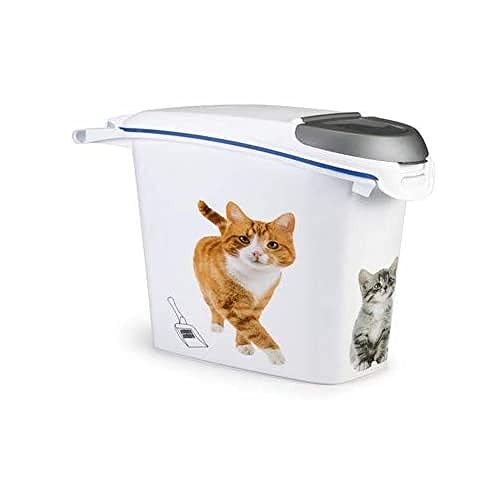 Curver 197527 Petlife Katzenstreu-Behälter 23 l, Katzendruck, weiß/blau von Curver