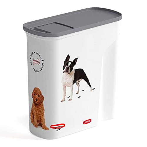 CURVER Kaffeekanne für Hunde – 2,5 kg/6 l – luftdichte Aufbewahrung für Geruchsbildung für Hunde und Kleintiere – Kanne 28 x 12 x 28 cm – Weiß von Curver