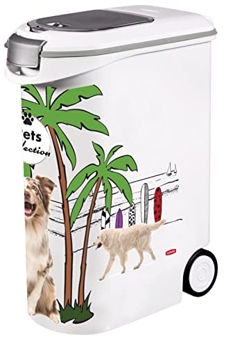 Curver Futterbehälter für Hunde – 20 kg/54 l – Pets Collection – große luftdichte Aufbewahrung gegen Gerüche für Hundefutter – Behälter mit Rollen – 28 x 49 x 61 cm von Curver